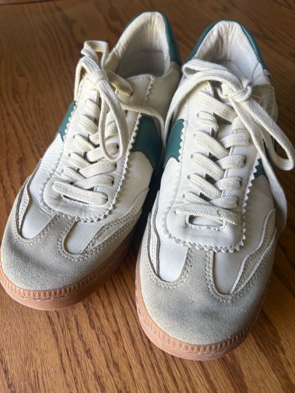 Dolce Vita Cream and Teal Low-Top Sneakers